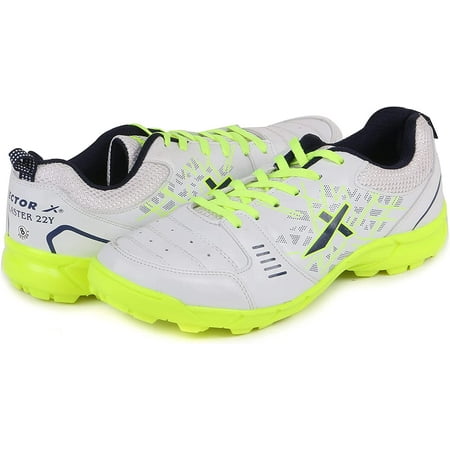 KD Vector Cricket Shoes Rubber PVC Sole Turf & Field Shoes White Yellow UK07