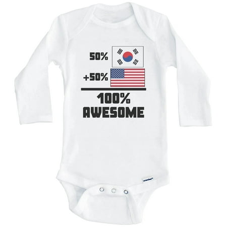 50% South Korean 50% American 100% Awesome Funny Flag One Piece Baby Bodysuit (Long Sleeve) 6-9 Months White
50% South Korean 50% American 100% Awesome Funny Flag One Piece Baby Bodysuit (Long Sleeve) 6-9 Months White