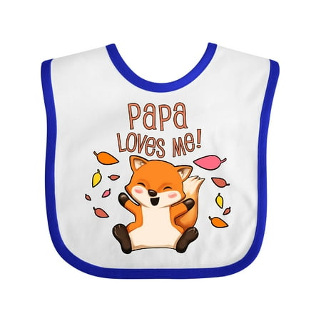 Inktastic Papa Loves Me!- Cute Baby Fox Gift Baby Boy or Baby Girl Bib