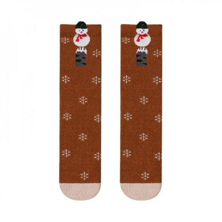 

Elaydool Baby Fleece Knee Socks Girls Boys Christmas over Knee Socks Snowman Stockings Cartoon Dot Long Knee Socks Non-Slip Sole Socks