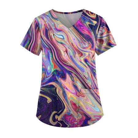 TKing Fashion Independence Day Women Plus Size Scrubs Top V-Neck Short Sleeve Printed Pockets Work Blouse for Women Purple 4XL
TKing Fashion Independence Day Women Plus Size Scrubs Top V-Neck Short Sleeve Printed Pockets Work Blouse for Women Purple 4XL