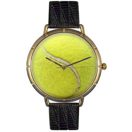 Whimsical Watches Womens N0840011 Tennis Lover Black Leather And Goldtone Photo Watch