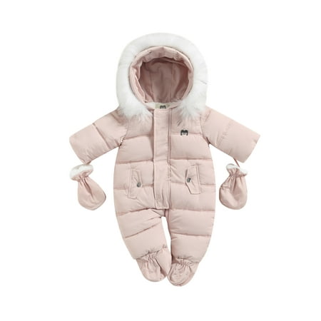 Blotona Infant Baby Winter One Piece Footed Snowsuit Fur Trim Hooded Zipper Jumpsuit Coat Thick Warm Down Rompers Outerwear with Gloves for Boys Girls
Blotona Infant Baby Winter One Piece Footed Snowsuit Fur Trim Hooded Zipper Jumpsuit Coat Thick Warm Down Rompers Outerwear with Gloves for Boys Girls