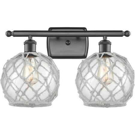 Oil Rubbed Bronze Tone Bathroom Vanity 16 Wide Clear with White Rope Glass Steel/Cast Brass Medium Base LED 2 Light Fixture
Oil Rubbed Bronze Tone Bathroom Vanity 16 Wide Clear with White Rope Glass Steel/Cast Brass Medium Base LED 2 Light Fixture