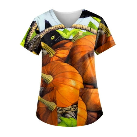 BEBUTTON Womens Scrubs Plus Size V Neck Short Sleeve Tops Loose Printed Nursing Work Uniform Shirts with Pocket Orange L
BEBUTTON Womens Scrubs Plus Size V Neck Short Sleeve Tops Loose Printed Nursing Work Uniform Shirts with Pocket Orange L