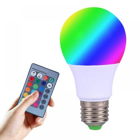 

LED Color Changing Light Bulb with Remote Control 16 Different Color Choices Smooth Fade Flash or Strobe Mode Smart Remote Lightbulb - RGB & Multi Colored(3W 5W)