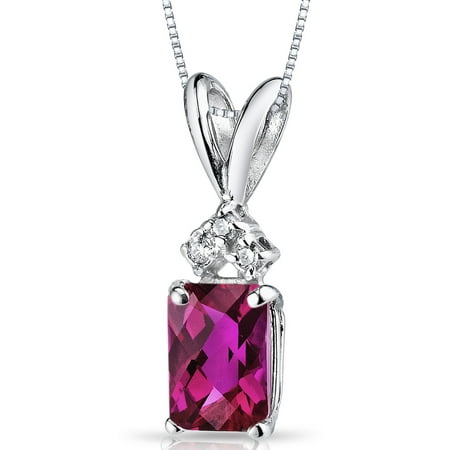 Peora 1.25 Carat T.G.W. Radiant-Cut Created Ruby and Diamond Accent 14kt White Gold Pendant, 18