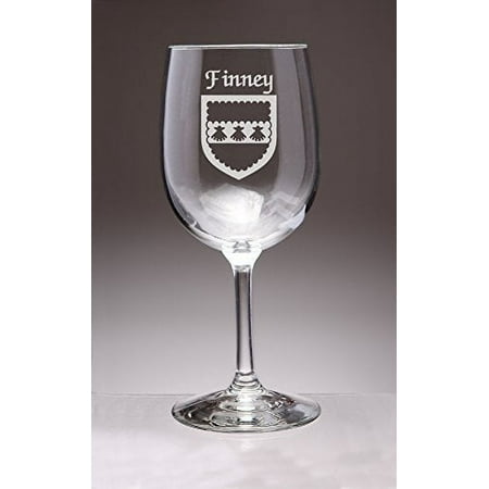 Finney Irish Coat of Arms Wine Glasses - Set of 4 (Sand Etched)