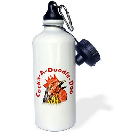 3dRose Cock-A-Doodle-Doo Rooster Sports Water Bottle 21oz