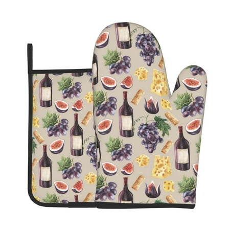 Tebeau Glasses Of Red Wine Print Oven Mitts and Pan Racks 2-Piece Set Kitchen Oven Mitts and Pan Racks Heat Resistant 500 °F for Baking and Cooking
Tebeau Glasses Of Red Wine Print Oven Mitts and Pan Racks 2-Piece Set Kitchen Oven Mitts and Pan Racks Heat Resistant 500 °F for Baking and Cooking