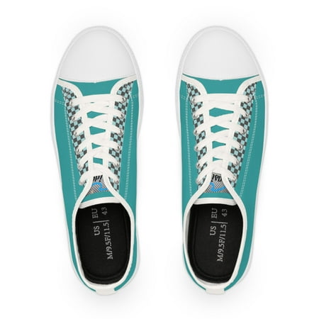 Seasidesart Seasider in Teal and Powder Blue Checkered pattern Men s Low Top Sneakers