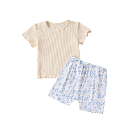 aturustex 6 Months-4 Years Toddler Girls Summer 2-Piece Outfit Casual Short Sleeve T-Shirt and Elastic Floral Shorts Set 2Pcs
aturustex 6 Months-4 Years Toddler Girls Summer 2-Piece Outfit Casual Short Sleeve T-Shirt and Elastic Floral Shorts Set 2Pcs