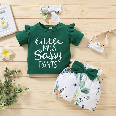 Gotyou Kids 3 Piece Outfit sets Toddler Short Sleeve Letter Print T-shirt Tops+ Floral Short + Headband Set
Gotyou Kids 3 Piece Outfit sets Toddler Short Sleeve Letter Print T-shirt Tops+ Floral Short + Headband Set