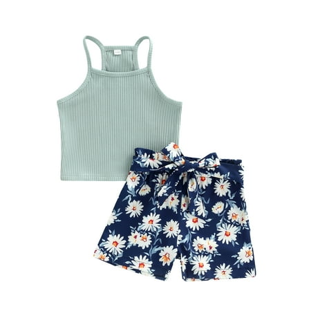 Nokpsedcb 2Pcs Kids Toddler Girls Summer Outfits Spaghetti Strap Tank Tops + Floral Elastic Waist Shorts with Belt Green 5-6 Years
Nokpsedcb 2Pcs Kids Toddler Girls Summer Outfits Spaghetti Strap Tank Tops + Floral Elastic Waist Shorts with Belt Green 5-6 Years