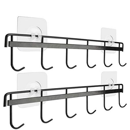 Yizhi Adhesive Wall Hooks Rack Kitchen Rail Space Saving Utensil Holder No Drilling Wall Mounted Accessory Hanger with 6 Hooks for Kitchen Bathroom Bedroom Pack of 2 (Black)
Yizhi Adhesive Wall Hooks Rack Kitchen Rail Space Saving Utensil Holder No Drilling Wall Mounted Accessory Hanger with 6 Hooks for Kitchen Bathroom Bedroom Pack of 2 (Black)