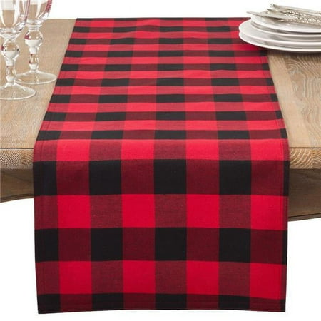 16 x 120 in. Cotton & Poly Blend Buffalo Plaid Runner Red