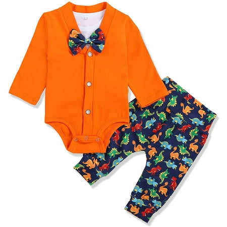 Baby Boy dinosaur Outfits Infant Boy Gentleman Bowtie Romper+Orange Cardigan+Pants 3PCS Clothes Set(Orange 9-12 Months)
Baby Boy dinosaur Outfits Infant Boy Gentleman Bowtie Romper+Orange Cardigan+Pants 3PCS Clothes Set(Orange 9-12 Months)