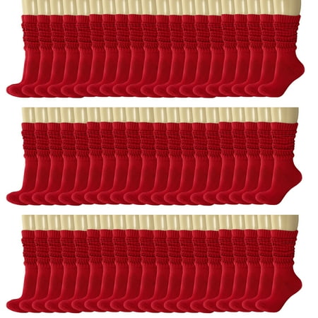 120 Pack Extra Long Heavy Slouch Socks Red Knee High Socks Size 9-11