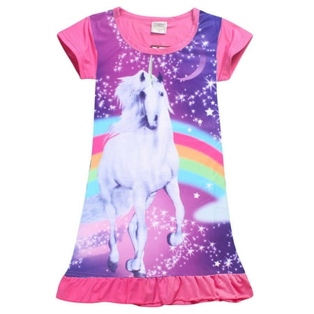 Little Girls Summer Pajama Dress Cartoon Cute Unicorn Pattern Nightwear Ruffle Hem Classical Round Neck Short Sleeve Sleepwear
Little Girls Summer Pajama Dress Cartoon Cute Unicorn Pattern Nightwear Ruffle Hem Classical Round Neck Short Sleeve Sleepwear