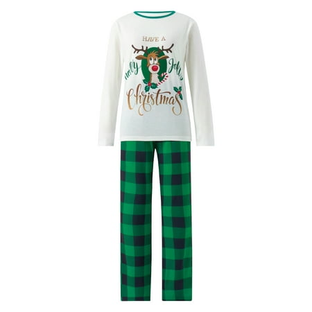 Matching Family Christmas Parent-child Pajamas Set Elk Letter Print Long Sleeve Crew Neck Tops+Stretch Casual Plaid Pants Set
Matching Family Christmas Parent-child Pajamas Set Elk Letter Print Long Sleeve Crew Neck Tops+Stretch Casual Plaid Pants Set