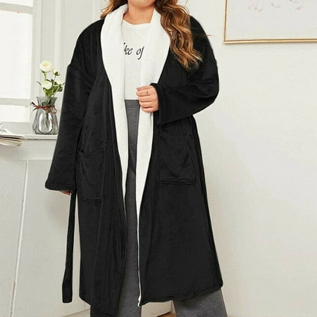 Tangnade Womens Tops Coats Fashion Women Lapel Thick Warm Pocket Belt Mid-length Pajamas Bathrobe Home Service
Tangnade Womens Tops Coats Fashion Women Lapel Thick Warm Pocket Belt Mid-length Pajamas Bathrobe Home Service