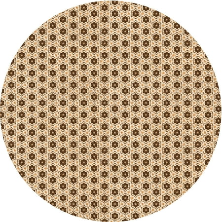 Ahgly Company Indoor Round Patterned Saddle Brown Area Rugs 3 Round