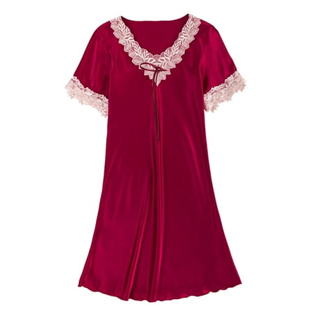 TOWED22 Nightgowns For Women Women Lace Chemise Nightgown Sleepwear V Neck Full Slip Lingerie Sleep Dress
TOWED22 Nightgowns For Women Women Lace Chemise Nightgown Sleepwear V Neck Full Slip Lingerie Sleep Dress
