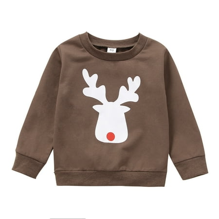 Toddler Boys Girls Christmas Cartoon Deer Prints Long Sleeve Pullover Sweatshirt Tops Clothes Brown 90
Toddler Boys Girls Christmas Cartoon Deer Prints Long Sleeve Pullover Sweatshirt Tops Clothes Brown 90