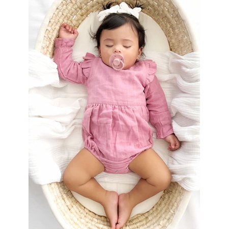 Newborn Baby Girls Romper Solid Color Round Neck Long Sleeve Ruffle Bodysuit Jumpsuit for Spring Autumn 0-12 Months
Newborn Baby Girls Romper Solid Color Round Neck Long Sleeve Ruffle Bodysuit Jumpsuit for Spring Autumn 0-12 Months