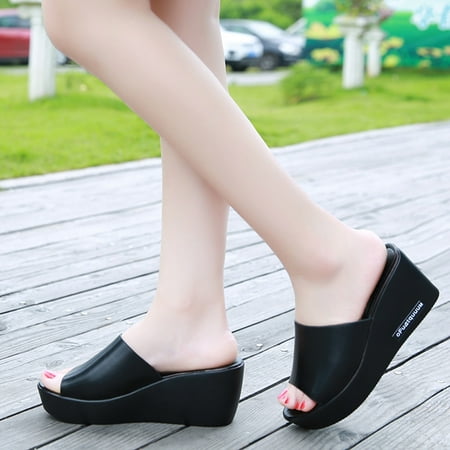 LIANGP Ladies Slippers Casual Women Fish mouth Platform High Heels Sandals Slope Sandals Slippers Women s Shoes Black Size 7.5 
LIANGP Ladies Slippers Casual Women Fish mouth Platform High Heels Sandals Slope Sandals Slippers Women s Shoes Black Size 7.5