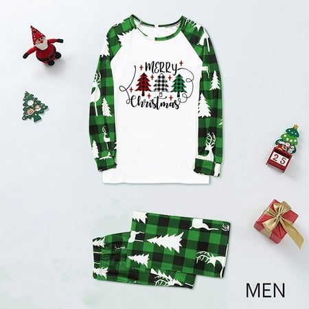 Parent-Child Wear Christmas Plaid Print Round Neck Long Sleeve Loungewear Set Family Set