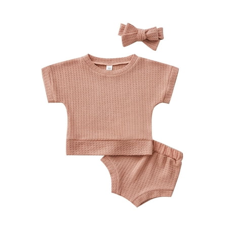 Bagilaanoe Newborn Baby Girl Waffle Outfit Short Sleeve T-shirt Tops Shorts Headband 0 6 12 18 24 Months 3Pcs Summer Clothes
Bagilaanoe Newborn Baby Girl Waffle Outfit Short Sleeve T-shirt Tops Shorts Headband 0 6 12 18 24 Months 3Pcs Summer Clothes