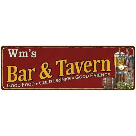 Wm's Bar and Tavern Red Chic Sign Man Cave Décor Gift 6x18 106180002004
