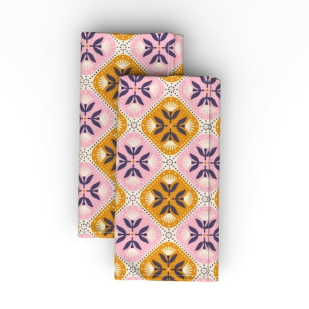 Linen Cotton Canvas Dinner Napkins (Set of 2) - Floral Ornament Squares Pink Yellow Flowers Dots Beige Print Cloth Dinner Napkins by Spoonflower
Linen Cotton Canvas Dinner Napkins (Set of 2) - Floral Ornament Squares Pink Yellow Flowers Dots Beige Print Cloth Dinner Napkins by Spoonflower