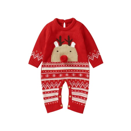Meihuida Infant Baby Christmas Romper Cute Deer Print Long Sleeve Round Neck Knit Jumpsuit
Meihuida Infant Baby Christmas Romper Cute Deer Print Long Sleeve Round Neck Knit Jumpsuit