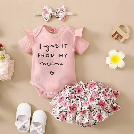 Newborn Baby Girl Clothes Infant Ruffle Romper Floral Shorts Set Cute Baby Girl Gifts Stuff Summer Outfit Girl Pink 18-24 Months
Newborn Baby Girl Clothes Infant Ruffle Romper Floral Shorts Set Cute Baby Girl Gifts Stuff Summer Outfit Girl Pink 18-24 Months