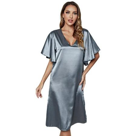 Women s Satin Nightgown Sexy Sleep Dress Wavy Sleeve Nightshirt Loose Nightdress Sleepwear
Women s Satin Nightgown Sexy Sleep Dress Wavy Sleeve Nightshirt Loose Nightdress Sleepwear