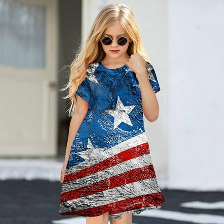 Aayomet Dresses For Girls Independence Day For Children Toddler 4 Of July 3D Graphic Printed Girls Short Sleeve Kids Casual Soft Blue 4-5 Years
Aayomet Dresses For Girls Independence Day For Children Toddler 4 Of July 3D Graphic Printed Girls Short Sleeve Kids Casual Soft Blue 4-5 Years