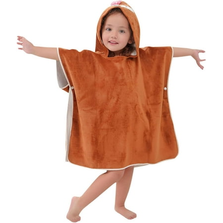 

Baby Towels with Hood for Girls Boys Unisex Kids Hooded Poncho Beach/Bath/Pool Towel Soft Bamboo Fiber & Easy-Dry Animal Bathrobe for Toddler 0-6 Little Fawn