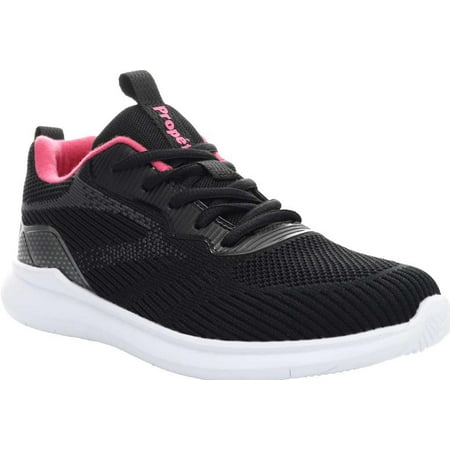 Women s Propet TravelBound Pixel Sneaker Black/Pink Precision Knit