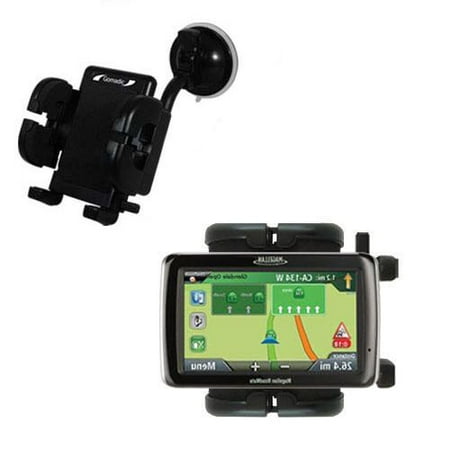 Gomadic Brand Flexible Car Auto Windshield Holder Mount designed for the Magellan Roadmate 2055 - Gooseneck Suction Cup Style Cradle