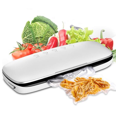 Reactionnx Food Vacuum Sealer, Automatic Air Sealing System, Vacuum Sealer Machine Start Kit for Food Storage with 10 Vacuum Bags Sous Vide Cooking Dry Moist Modes