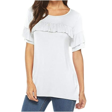 Tank Top for Women Sexy Tops for Women Trendy Women Casual Round Neck Pullovers Short Sleeve Ruffles Blouse T-Shirt Tops Tshirts Shirts for Women on Clearance Shirts for Women White 2XL
Tank Top for Women Sexy Tops for Women Trendy Women Casual Round Neck Pullovers Short Sleeve Ruffles Blouse T-Shirt Tops Tshirts Shirts for Women on Clearance Shirts for Women White 2XL