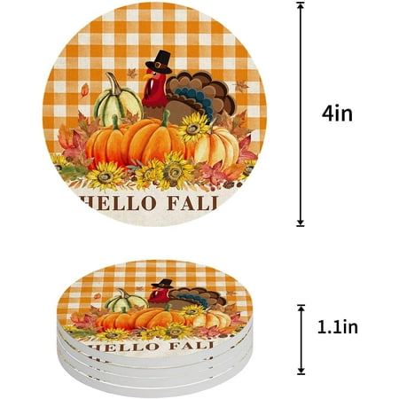 ZHANZZK Thanksgiving Turkey and Pumpkins Sunflower Orange Plaid Set of 8 Round Coaster for Drinks Absorbent Ceramic Stone Coasters Cup Mat with Cork Base for Home Kitchen Room Coffee Table Bar Decor
ZHANZZK Thanksgiving Turkey and Pumpkins Sunflower Orange Plaid Set of 8 Round Coaster for Drinks Absorbent Ceramic Stone Coasters Cup Mat with Cork Base for Home Kitchen Room Coffee Table Bar Decor