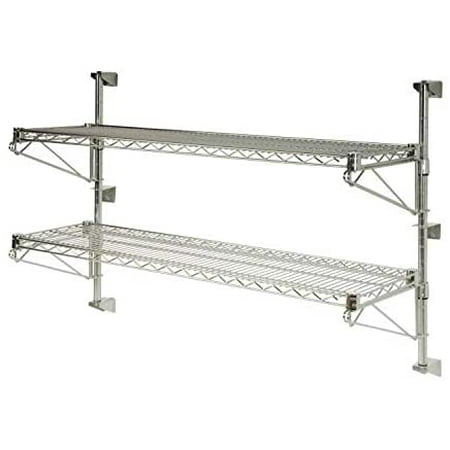 18 Deep x 60 Wide x 24 High Adjustable 2 Tier Chrome Wall Mount Shelving Kit
18 Deep x 60 Wide x 24 High Adjustable 2 Tier Chrome Wall Mount Shelving Kit