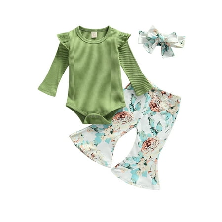 TheFound 3pcs Newborn Baby Girls Clothes Solid Long Sleeve Romper Tops Floral Flare Pants Headband Sets
TheFound 3pcs Newborn Baby Girls Clothes Solid Long Sleeve Romper Tops Floral Flare Pants Headband Sets