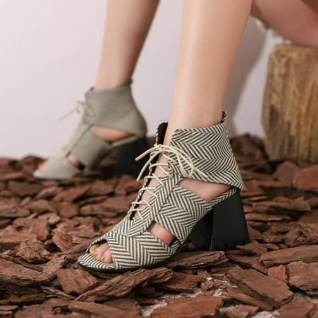 Josdec Womens Shoes Clearance Roman Sandals Chunky Flat Head Hollow Out High Heels
Josdec Womens Shoes Clearance Roman Sandals Chunky Flat Head Hollow Out High Heels