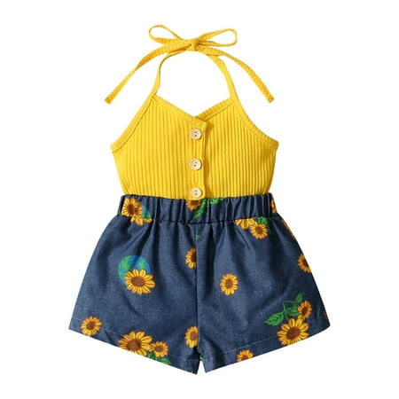 Baby Romper Infant Girls Sunflower Printed Suspender Backless Romper Jumpsuit Outfits For 3-6 Months
Baby Romper Infant Girls Sunflower Printed Suspender Backless Romper Jumpsuit Outfits For 3-6 Months