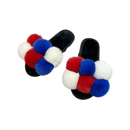 Tenmix Women Winter Slippers Color Block Fuzzy Slipper Plush Lining Fluffy Slides Open Toe Flats Bedroom Comfort Breathable Shoes Blue 5.5-6
Tenmix Women Winter Slippers Color Block Fuzzy Slipper Plush Lining Fluffy Slides Open Toe Flats Bedroom Comfort Breathable Shoes Blue 5.5-6