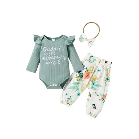 3pcs Toddler Girls Letter Graphic Ruffled Long Sleeve Bodysuit & Flower Plant Print Pants Set
3pcs Toddler Girls Letter Graphic Ruffled Long Sleeve Bodysuit & Flower Plant Print Pants Set